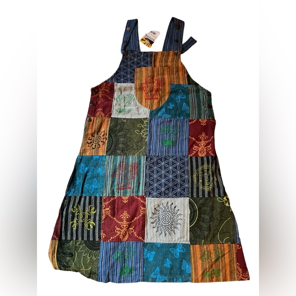 Rising International Boho Patchwork Pinafore/Jumper, 100% Cotton - NWT